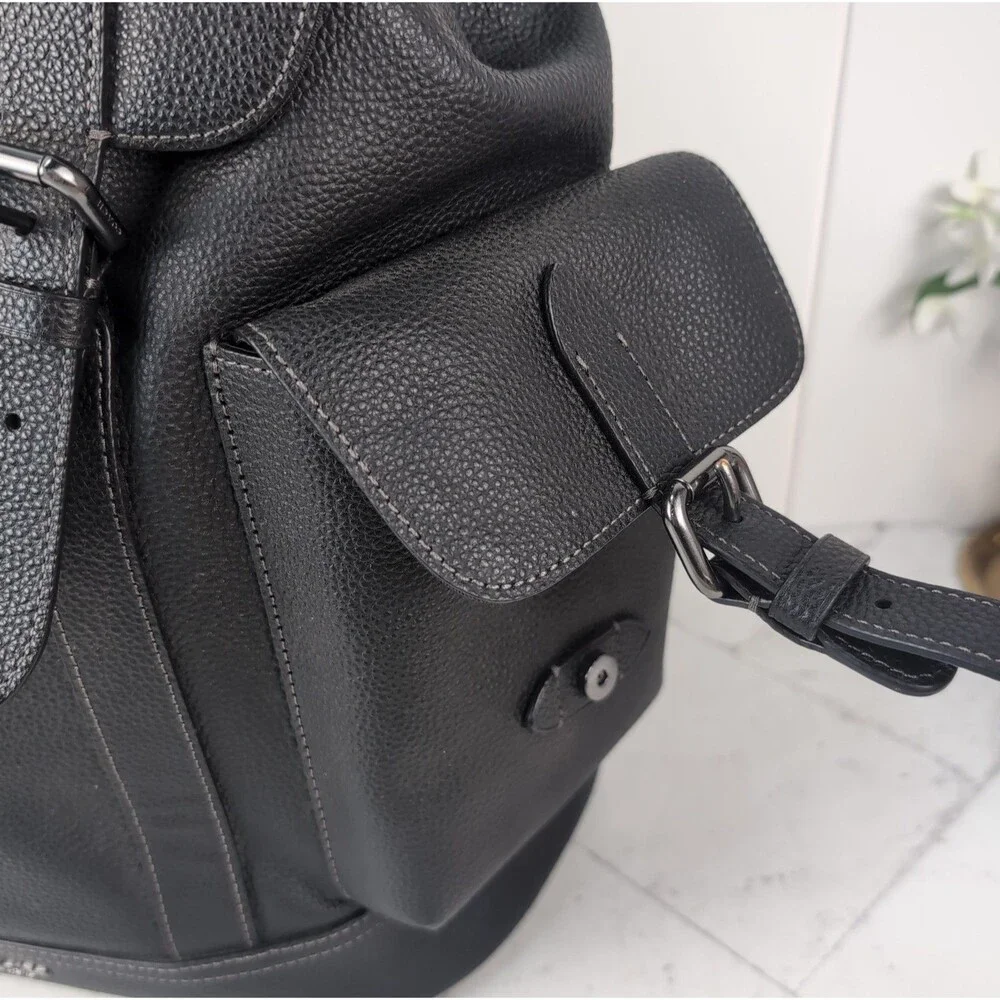 COACH Hudson Backpack Black Pebble Leather CB837560 - Excellent